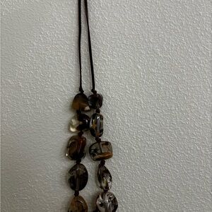 Sobral Brown and Cream Bead Pendant Necklace, Bracelet and Ring (it is a set)